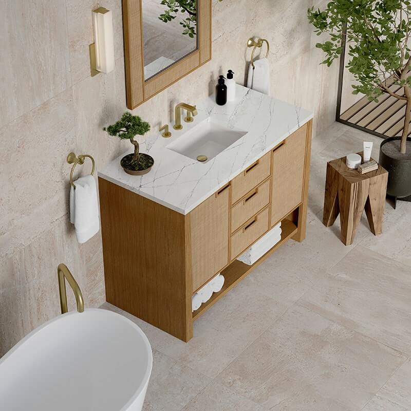 James Martin Solene 48" Single Vanity Seaside Oak Ethereal Noctis Top