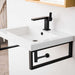 James Martin Two Boston 18 Inch Wall Brackets in Matte Black With 23.6" White Glossy Composite Stone Top Side View Up Close