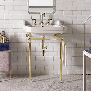 James Martin Wellington 24 Inch Single Vanity With Brass Finish Stand Front View Lifestyle
