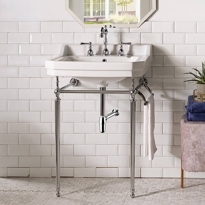 James Martin Wellington 24 Inch Single Vanity With Chrome Finish Stand Corner View