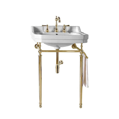 James Martin Wellington 24" Single Vanity With Brass Finish Stand Front View