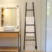 Jeeves Model a Ladder 5 Bar Drying Rack in Matte Black Mounted Beside Vanity