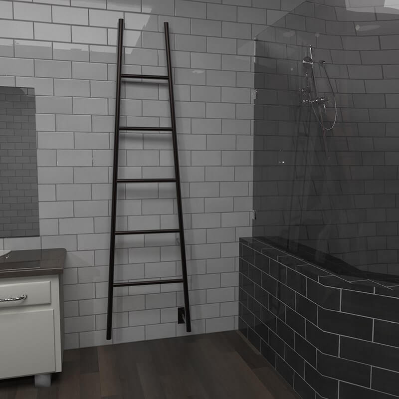 Jeeves Model a Ladder in Oil Rubbed Bronze Front View Mounted on a Brick Wall