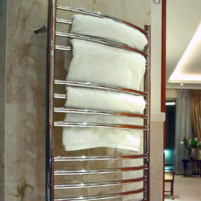 Jeeves Model D Curved in Polished Stainless Corner View Up Close