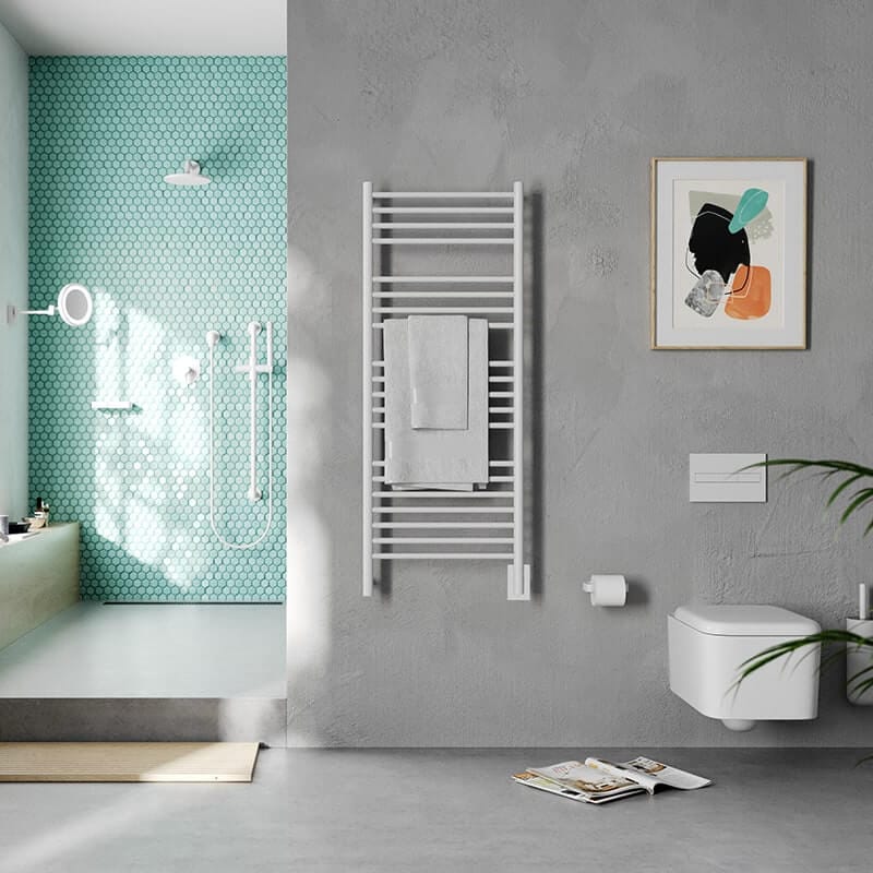 Jeeves Model D Straight in White Between Toilet and Shower