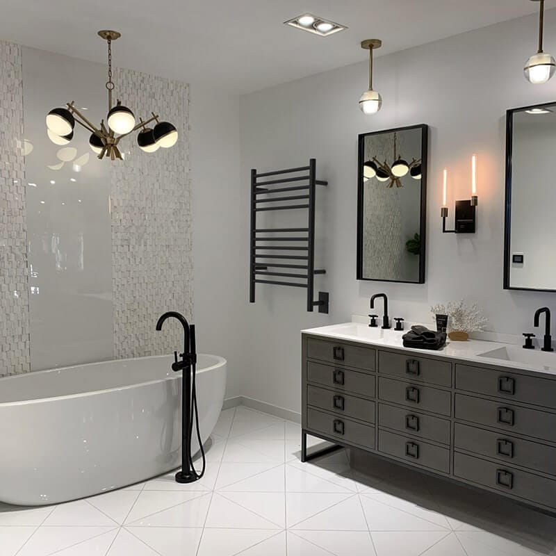 Jeeves Model E Straight 12 Bar Towel Warmer in Matte Black Mounted