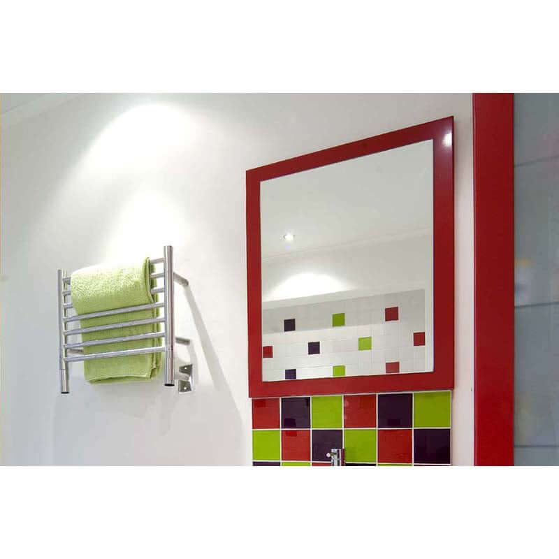 Jeeves Model H Straight Towel Warmer in Brushed Stainless With Green Towel