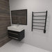 Jeeves Model J Straight 6 Bar Drying Rack in Matte Black Beside Vanity in Bathroom
