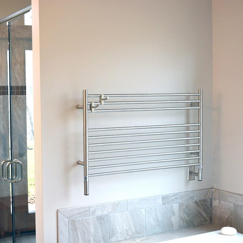 Jeeves Model L Straight in Brushed Stainless Corner View Lifestyle