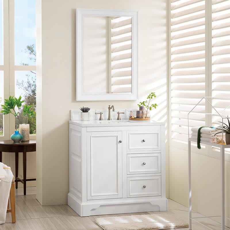 James Martin De Soto 36" Single Vanity Bright White Front View