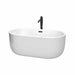 Juliette 60" Freestanding Acrylic White Bathtub With Matte Black Trim Top Front View