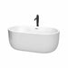 Juliette 60" Freestanding Acrylic White Bathtub With Polished Chrome Trim and Matte Black Faucet Top Front View