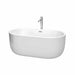 Juliette 60" Freestanding Acrylic White Bathtub With Polished Chrome Trim Top Front View