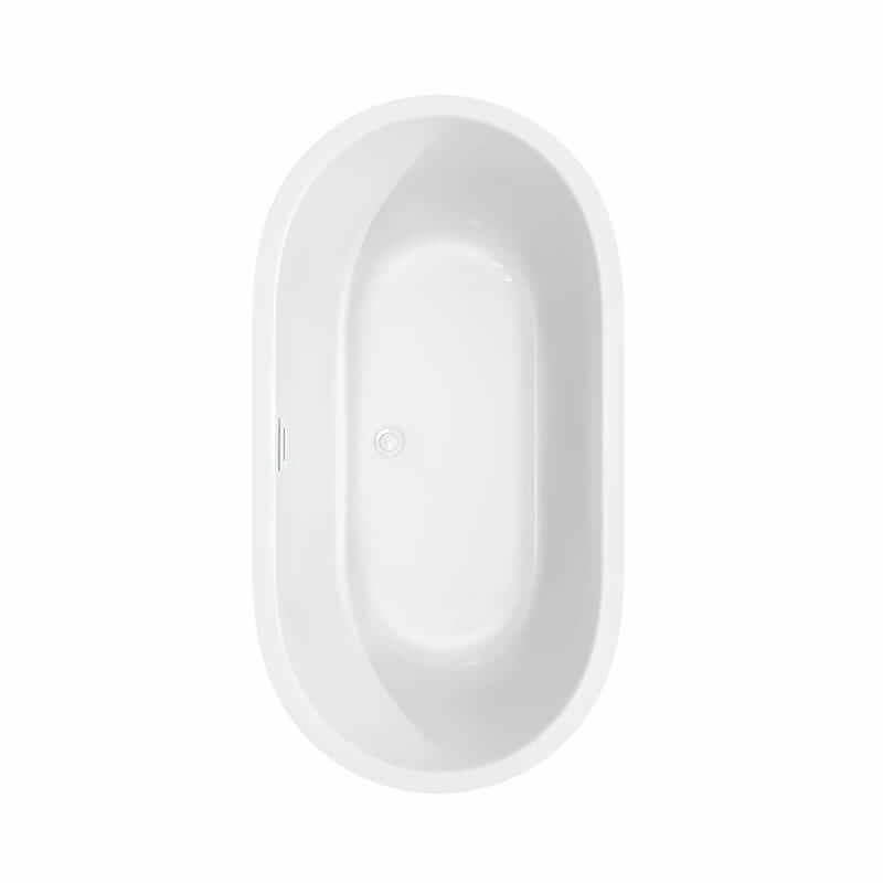 Juliette 60 Inch Freestanding Acrylic White Bathtub With Shiny White Trim No Faucet Top View