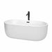 Juliette 67" Freestanding Acrylic White Bathtub With Matte Black Trim Top Front View