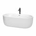 Juliette 67" Freestanding Acrylic White Bathtub With Polished Chrome Trim and Matte Black Faucet Top Front View