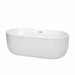Juliette 67" Freestanding Acrylic White Bathtub With Polished Chrome Trim No Faucet Top Front View 