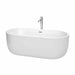 Juliette 67" Freestanding Acrylic White Bathtub With Polished Chrome Trim Top Front View