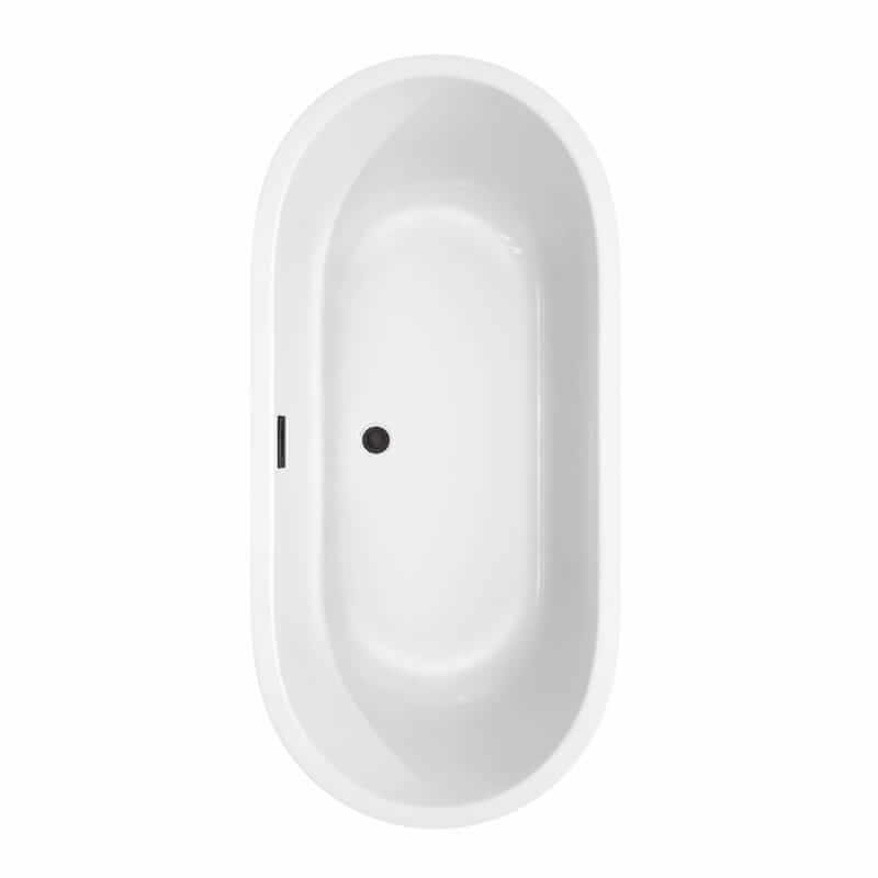 Juliette 67 Inch Freestanding Acrylic White Bathtub With Matte Black Trim No Faucet Top View
