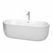 Juliette 71" Freestanding Acrylic White Bathtub With Polished Chrome Trim Top Front View