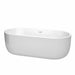 Juliette 71" Freestanding Acrylic White Bathtub With Shiny White Trim No Faucet Top Front View