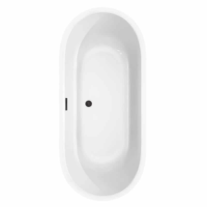 Juliette 71 Inch Freestanding Acrylic White Bathtub With Matte Black Trim Top View