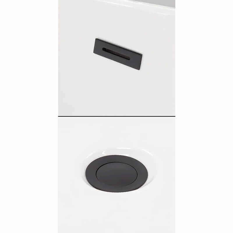 Juno 59" Freestanding Acrylic White Bathtub With Matte Black Trim Pop Up Drain and Overflow Plate