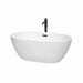 Juno 59" Freestanding Acrylic White Bathtub With Matte Black Trim Top Front View