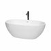 Juno 63" Freestanding Acrylic Bathtub With Shiny White Trim and Matte Black Faucet Top Front View