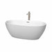 Juno 63" Freestanding Acrylic Matte White Bathtub With Brushed Nickel Trim Top Front View