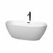 Juno 63" Freestanding Acrylic Matte White Bathtub With Matte Black Trim Top Front View
