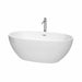 Juno 63" Freestanding Acrylic White Bathtub With Polished Chrome Trim Top Front View