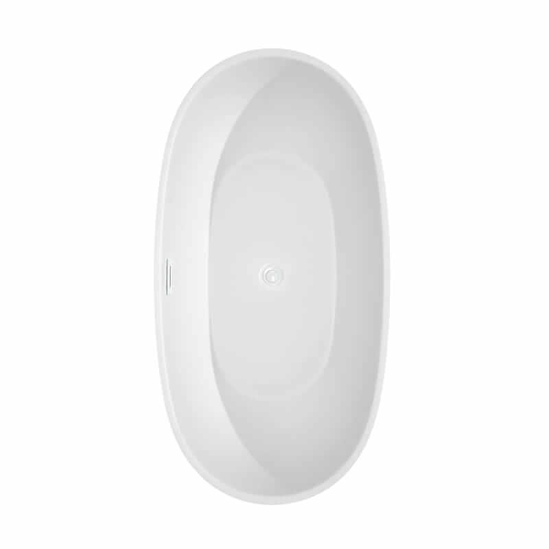Juno 63 Inch Freestanding Acrylic Bathtub With Shiny White Trim No Faucet Top View