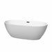 Juno 67" Freestanding Acrylic Matte White Bathtub With Matte Black Trim No Faucet Top Front View