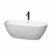 Juno 67" Freestanding Acrylic Matte White Bathtub With Polished Chrome Trim and Matte Black Faucet Top Front View