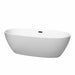 Juno 71" Freestanding Acrylic Matte White Bathtub With Matte Black Trim No Faucet Top Front View