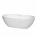 Juno 71" Freestanding Acrylic White Bathtub With Brushed Nickel Trim No Faucet Top Front View