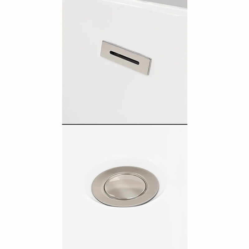 Juno 71" Freestanding Acrylic White Bathtub With Brushed Nickel Trim Pop Up Drain and Overflow Plate