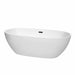 Juno 71" Freestanding Acrylic White Bathtub With Matte Black Trim No Faucet Top Front View