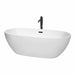 Juno 71" Freestanding Acrylic White Bathtub With Matte Black Trim Top Front View