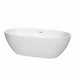 Juno 71" Freestanding Acrylic White Bathtub With Polished Chrome Trim No Faucet Top Front View