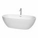 Juno 71" Freestanding Acrylic White Bathtub With Polished Chrome Trim Top Front View