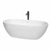 Juno 71" Freestanding Acrylic White Bathtub With Shiny White Trim and Matte Black Faucet Top Front View