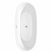 Juno 71 Inch Freestanding Acrylic Matte White Bathtub With Brushed Nickel Trim No Faucet Top View