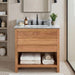 Kai 30 inch Single Sink Teak Bathroom Vanity Natural Teak in Carrara White Marble Front View