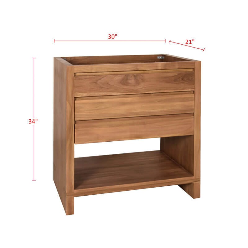 Kai 30 Single Sink Teak Bathroom Vanity Natural Teak Cabinet Only Corner View