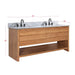 Kai 60 Double Sink Teak Bathroom Vanity Natural Teak in Carrara White Marble Dimension