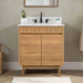 Kayla 30 inch Single Vanity Natural Teak in Carrara White Marble Front View