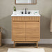 Kayla 30 inch Single Vanity Natural Teak in Cala White Engineered Stone Front View
