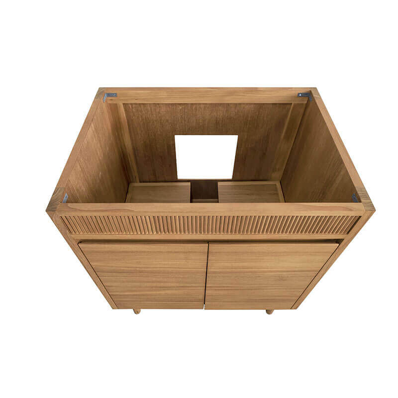 Kayla 30 Single Vanity Natural Teak Cabinet Only Top View